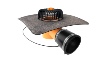 Horizontal heated roof drains with integrated bitumen sleeve